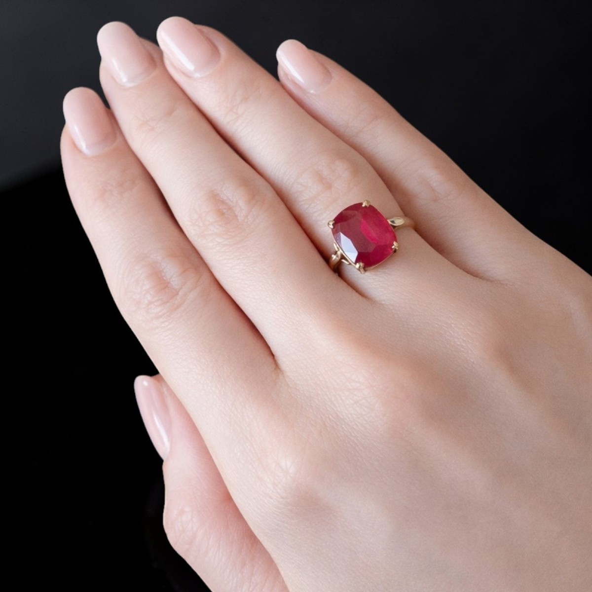 Anello in Oro Giallo 18 Carati con Rubino sintetico-photo-4