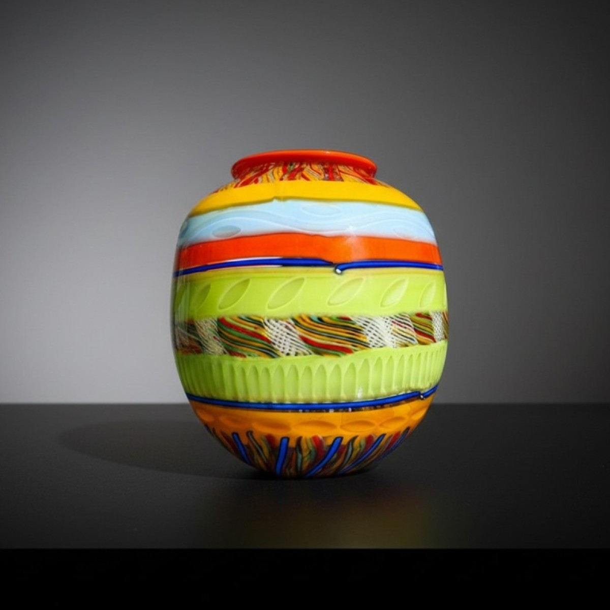 Vaso In Vetro Di Murano, Pezzo Unico Realizzato A Mano - Firmato Schiavon-photo-2