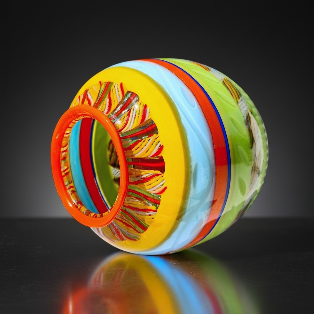 Vaso In Vetro Di Murano, Pezzo Unico Realizzato A Mano - Firmato Schiavon-photo-2