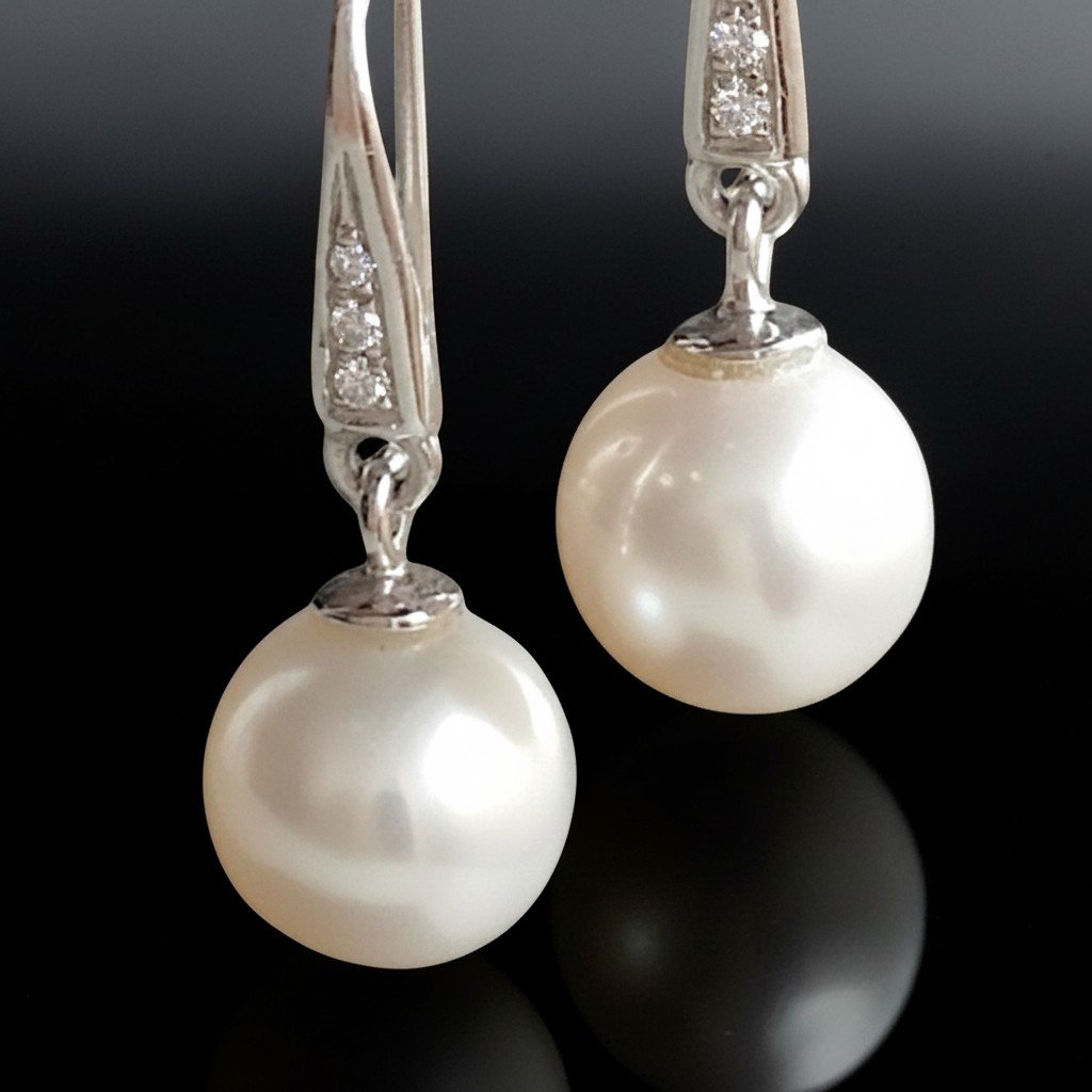 Orecchini in oro Bianco con Perle Australiane e Diamanti-photo-1