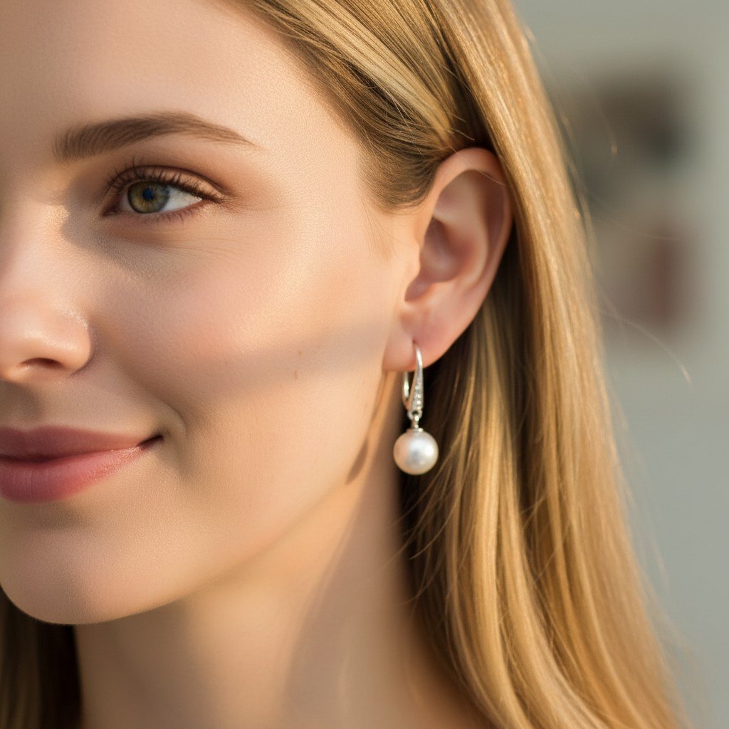 Orecchini in oro Bianco con Perle Australiane e Diamanti