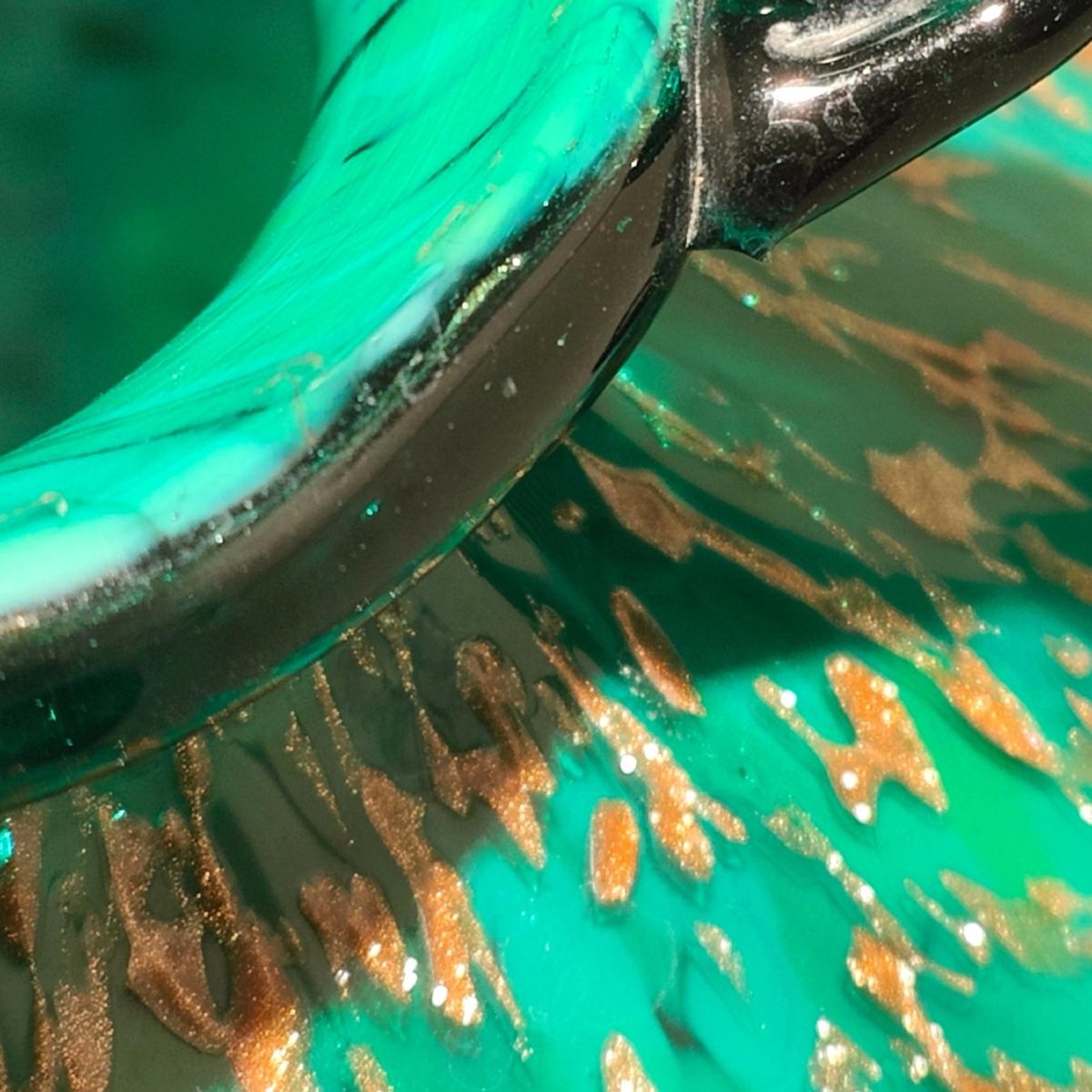 Vaso a Boccia in Vetro Soffiato Verde con Aventurina e Lattimo, F.lli Toso, Murano, ca. 1930-photo-4