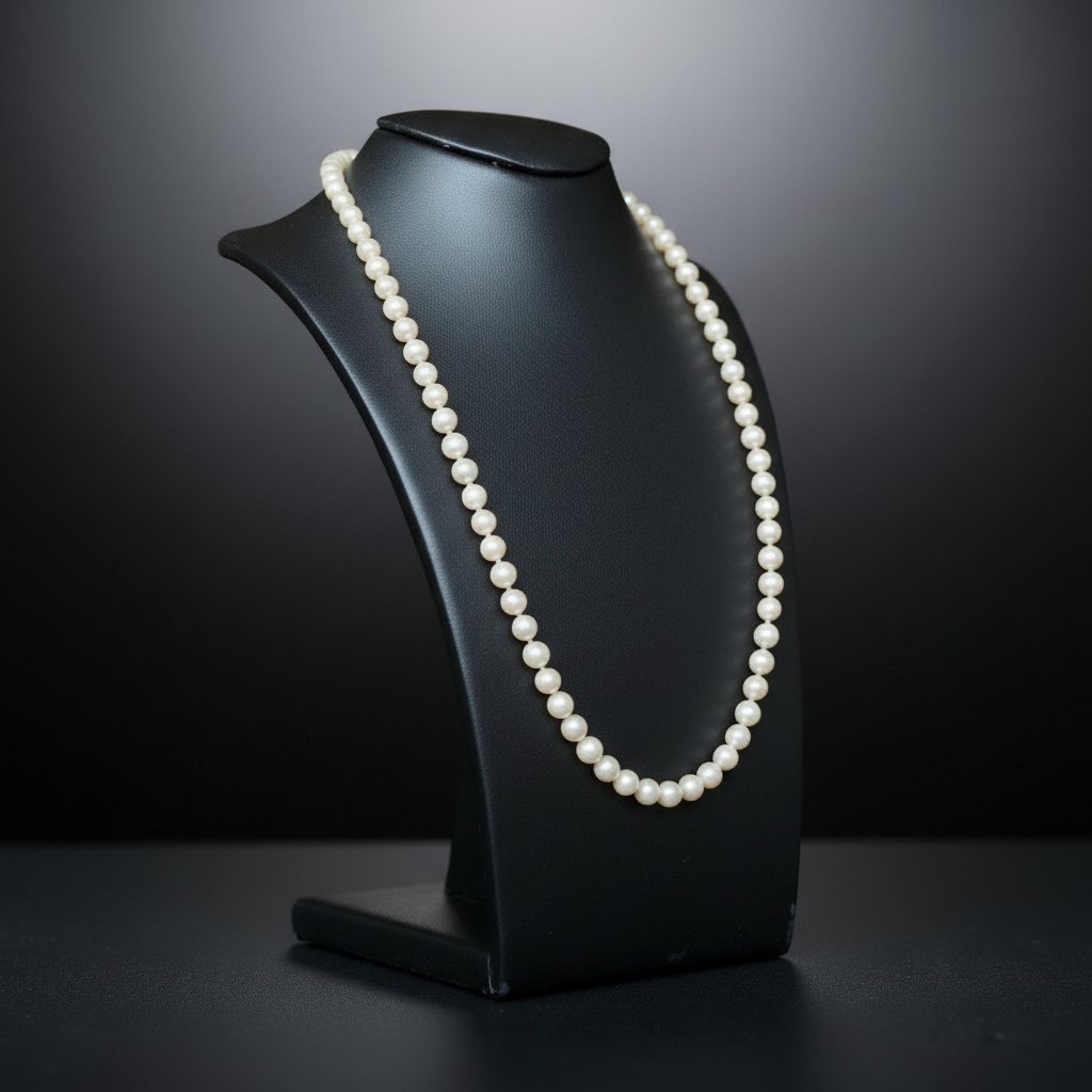 Collana di perle Akoya coltivate, in oro bianco 18 carati con diamanti-photo-3