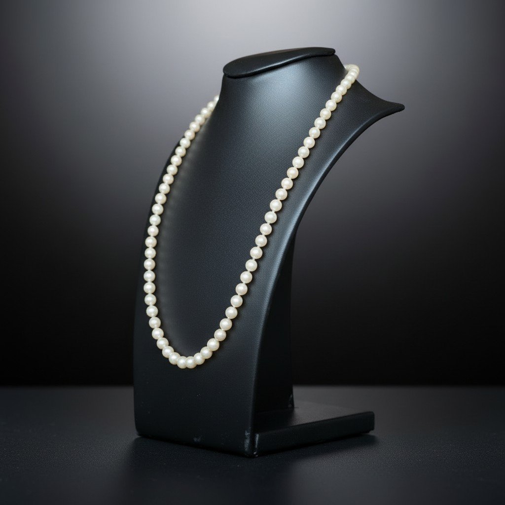 Collana di perle Akoya coltivate, in oro bianco 18 carati con diamanti-photo-4