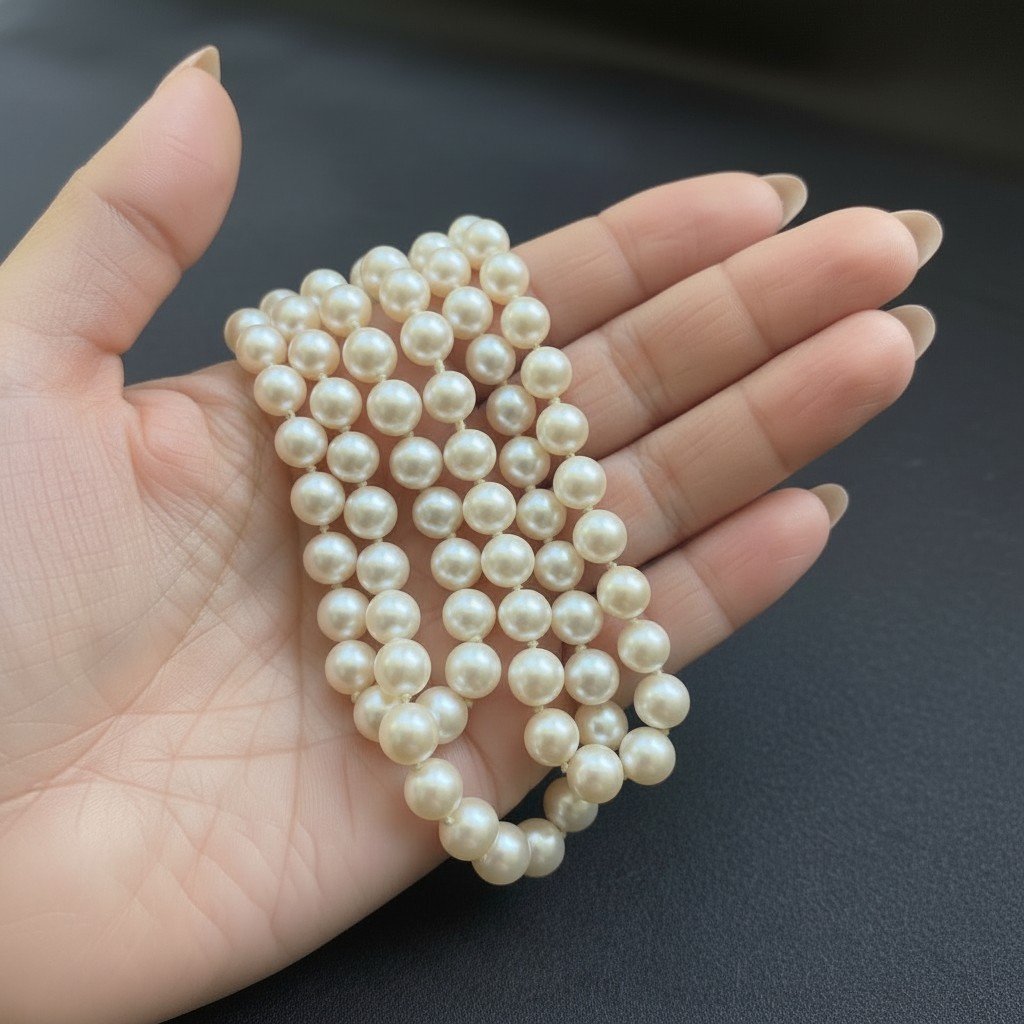 Collana di perle Akoya coltivate, in oro bianco 18 carati con diamanti-photo-5
