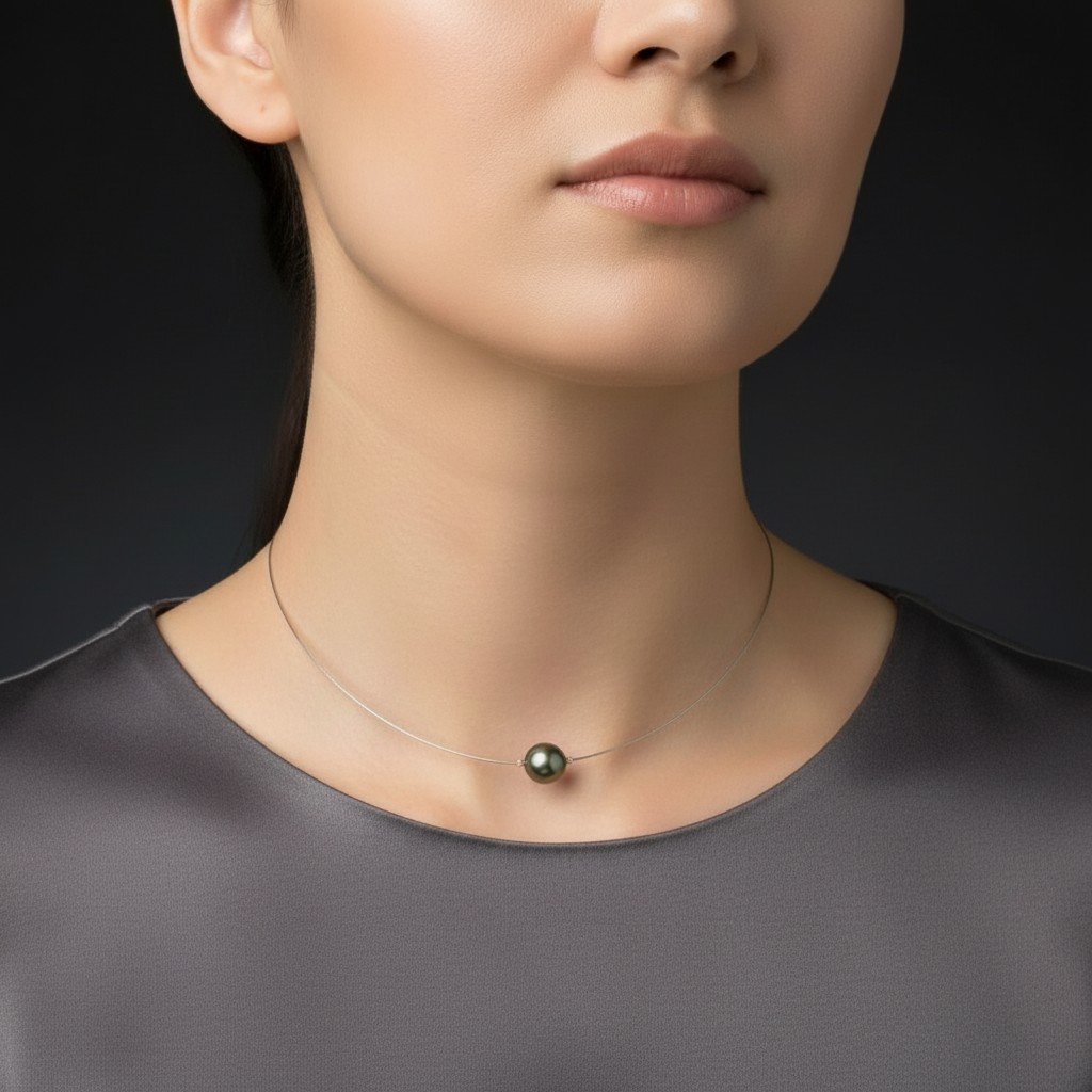 Collana in Argento massiccio 925 con Perla coltivata di Tahiti