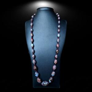 Antica Collana Lunga in perle di vetro di Murano