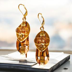 Antichi orecchini Borbonici in oro tre Colori
