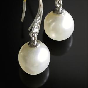 Orecchini in oro Bianco con Perle Australiane e Diamanti