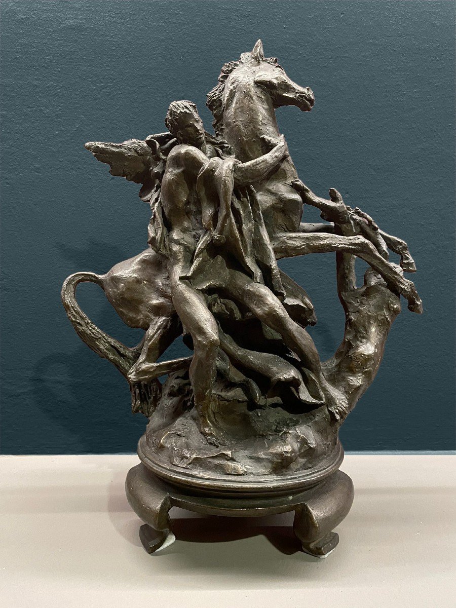 Scultura in bronzo raffigurante Pegaso e Bellerofonte - firmata N.Conti 