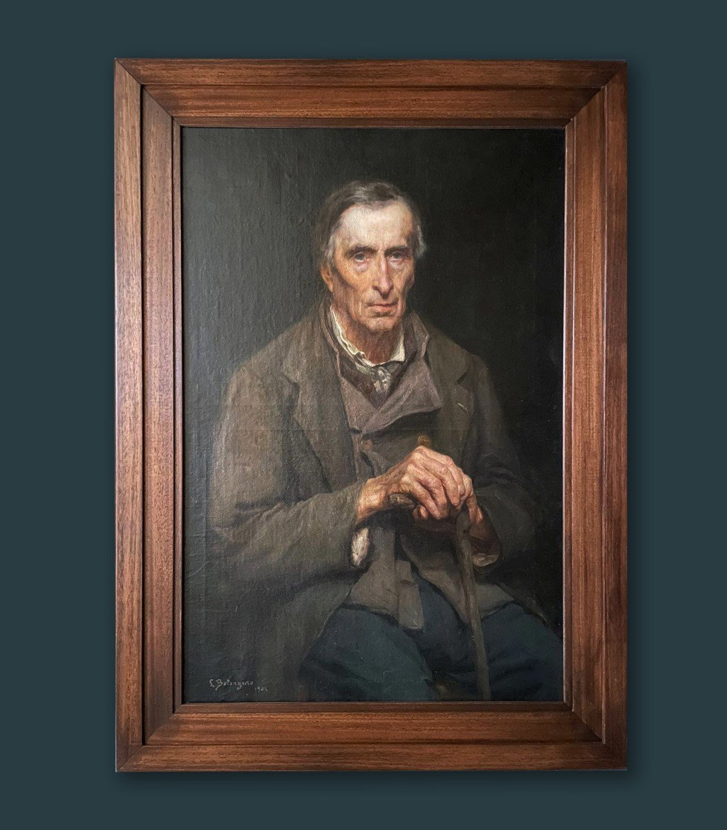 Ritratto maschile di vecchio contadino - Luigi Bolongaro (1874-1915) 