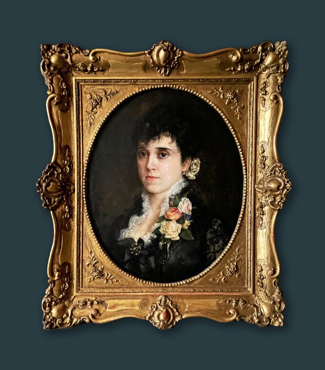 Ritratto di donna con rose - fine 1800
