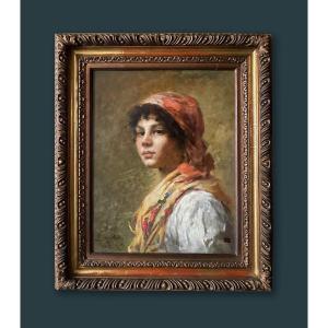 Ritratto femminile dal titolo “Gitane” - di Edmond Jean De Pury (1845-1911)
