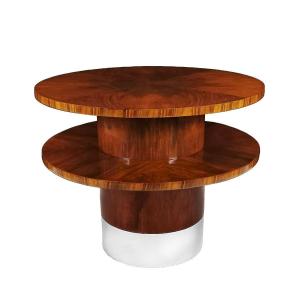 Large Two-level Art Deco  Walnut Veneer Center Table - Italy 1930s