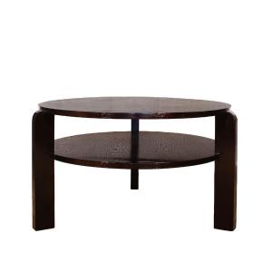 Large Round Two-level Coffee Table In Solid Oak - Barcelona, Spain, 1930