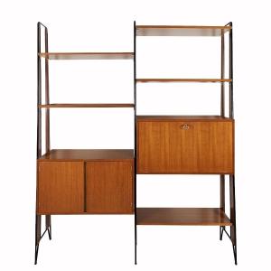 Two-body Secretary-shelf Cabinet In Solid Teak - Italy 1950s