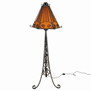 Art Deco Floor Lamp In Wrought Iron - France 1920