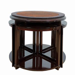 Large Nest Of Tables Entirely In Solid Mahogany - Belgium 1925