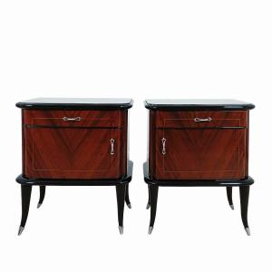 Pair Of Nightstands In Blackened Beech - Italy 1940