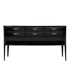 Console-commode With Six “grissinis” Drawers In Stained Mahogany - Italy 1940