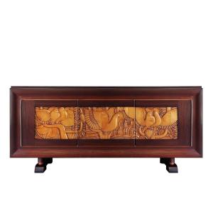 Three-door Sideboard In Solid Bubinga Wood - France 1940