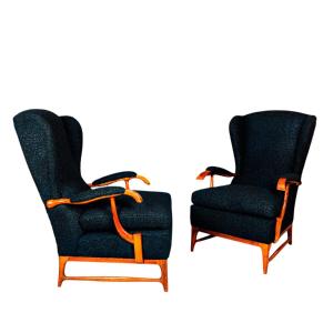 Pair Of Wingback Armchairs By Paolo Buffa – Italy 1950