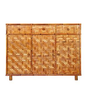 Small Sideboard With Bamboo Marquetry - Italy 1970