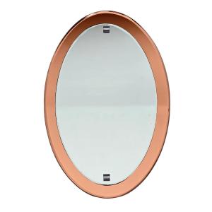 Oval Bevelled Pink Mirror - Italy 1950