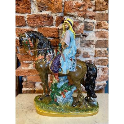Sitzendorf Dresden Porcelain Figurine Arabian Men And Horse 