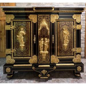 20th Century Cabinet Boulle Commode Style Befort Jeune (1813-1880) France