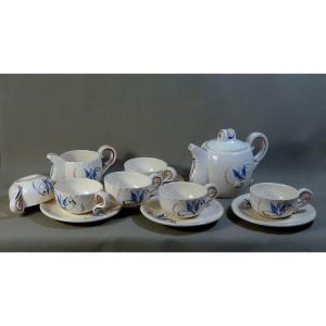 Sonia Delaunay, J. Pobery, Tea Set Model Liberation 1945, Hand-painted Ceramic, Dove Of Freedom