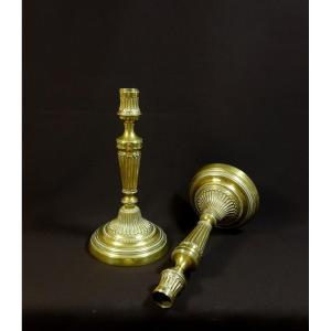 Pair Of 18th Century Bronze Candlesticks, Louis XVI Period, Beautiful Ornate Model