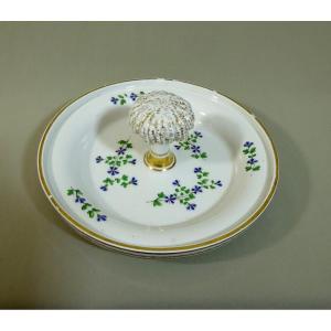 Sèvres, Paris, 18th Century Porcelain Cooler Lid, Barbeaux Design So Dear To Marie-antoinette