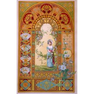 G. Lebart Art Nouveau, La Décoration Florale Album Complete With Its 12 Large Lithographed Color & Gold Plates