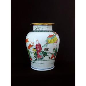 China Kangxi Dynasty (1661-1722), Important  Porcelain Vase Decorated With The Young Emperor Riding A Chimera