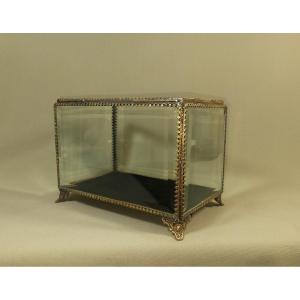 Large Old Box From The 19th Century In Cut Glass And Ornate & Gilded Brass, Alphonse Giroux