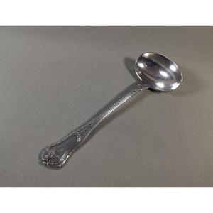 Very Ornate Sauce Ladle In Minerva Silver, Goldsmith Lenain Louis, Two Intertwined L