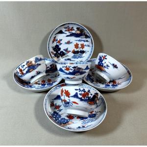 China Compagnie Des Indes, Porcelain Sorbet Bowls, Qianlong Period, In Imari Japanese Style