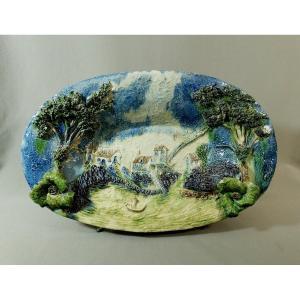 Old Singular Naturalist Dish, School Of Tours, In The Style Of Bernard Palissy Or  Avisseau