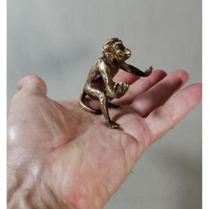 Old 19th Century Vienna Bronze Figuring A Monkey, Marked And Numbered