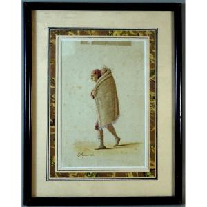 Early 19th Century Watercolor Drawing By Paul-jean-pierre Gélibert, Signed And Dated 1833