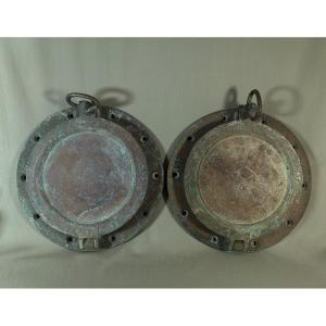 Pair Of Important Antique Bronze Portholes From An Old Dutch Ship