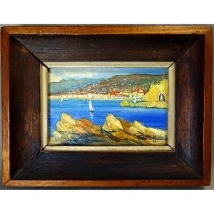 Charming Painting, Nice, The Virgin Of The Castle And The Promenade Of The English, Signed A Ruffio