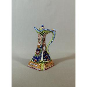 Boulogne Sur Mer, Old Earthenware, Small Ewer With The Normandy And Rouen Coats Of Arms
