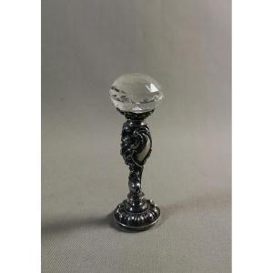 Silver & Cut Rock Crystal Seal, Model By The Famous Viennese Silversmith Georg Adam Scheid