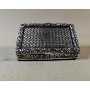Richly Crafted Silver Snuffbox, Early 19th Century, Old Man And Lion's Head Hallmark