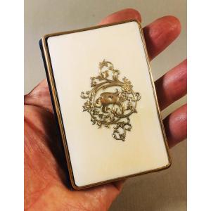 19th Century Dance Card, Blue Velvet And Beautiful Chiseled, Gold Or Fix Embellishment