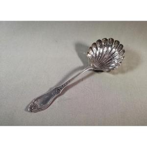 Sprinkling Spoon, Beautiful 19th Century Model In Minerva Silver, Goldsmith D. Roussel
