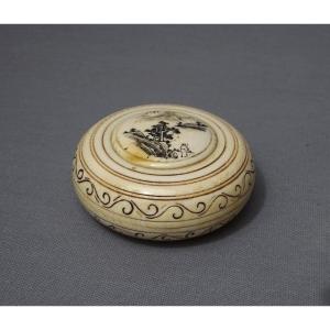 An Antique Erotic Curiosity Forming A Small Box Containing A Bawdy Scene