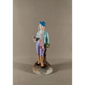Ernst Bohne Sohne, Rudolstadt Porcelain Figurine, Dandy Or Elegant Subject, 19th Century